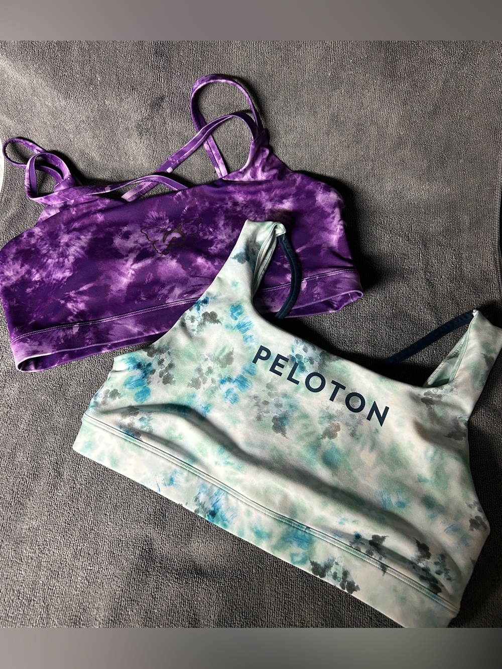 Peloton Sports Bra Lot XL Brittany Allen Butterfly + 1X Tie Dye (2 pair bundle)